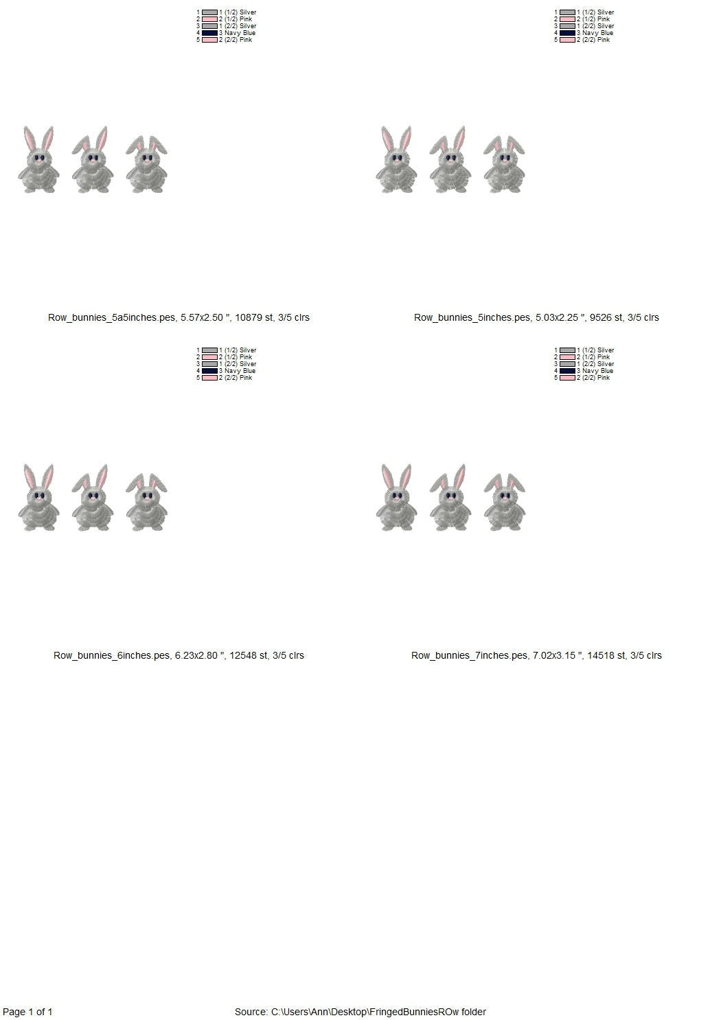 Fringed Easter Bunny 3 in a row