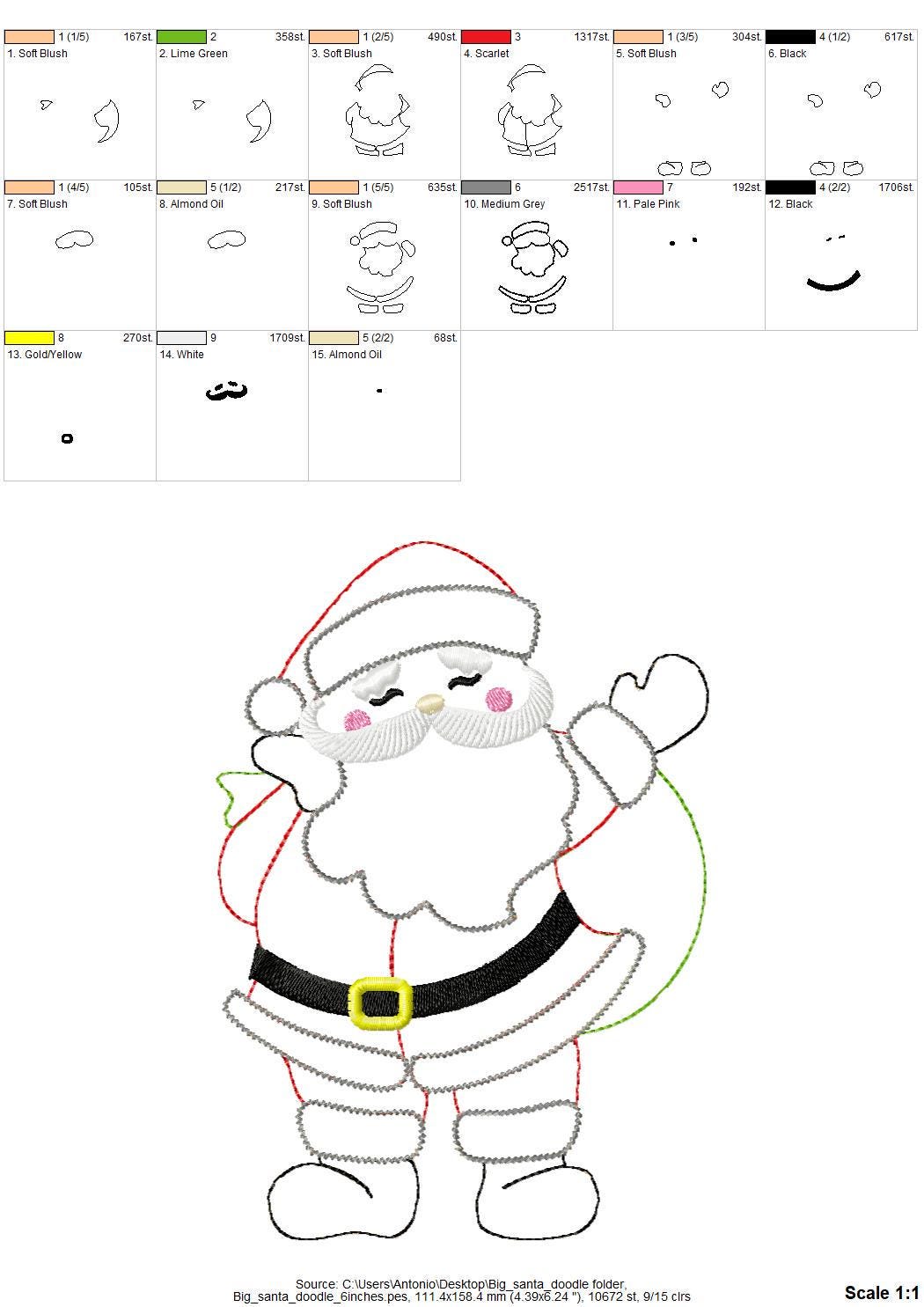 Big Merry Christmas Santa Applique