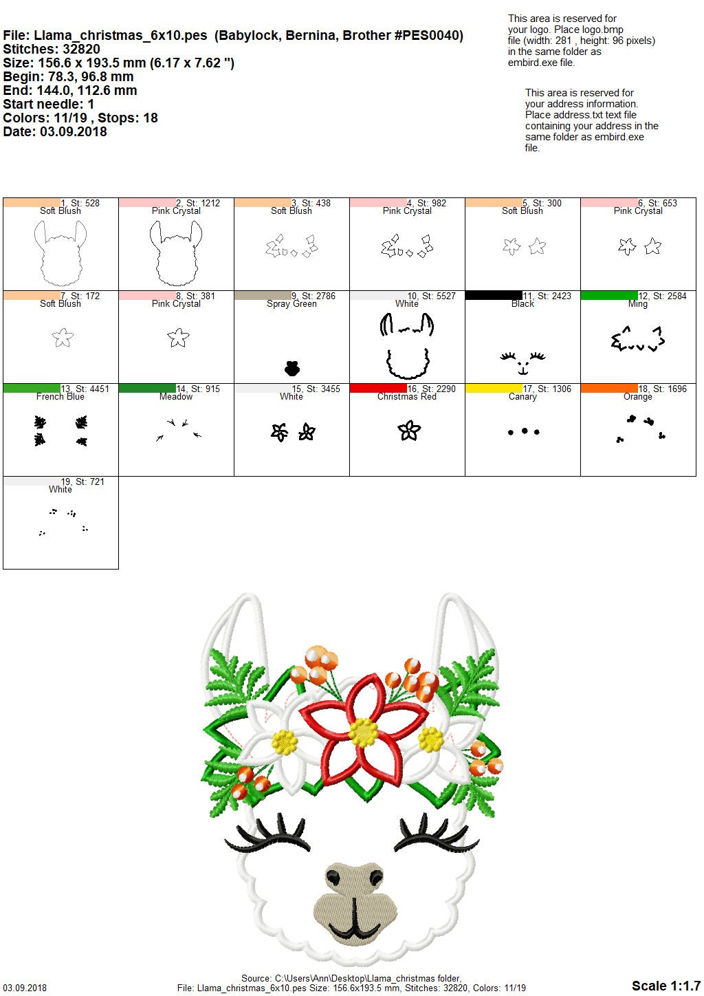 Christmas Pretty eyes llama or alpaca head with shabby chick roses