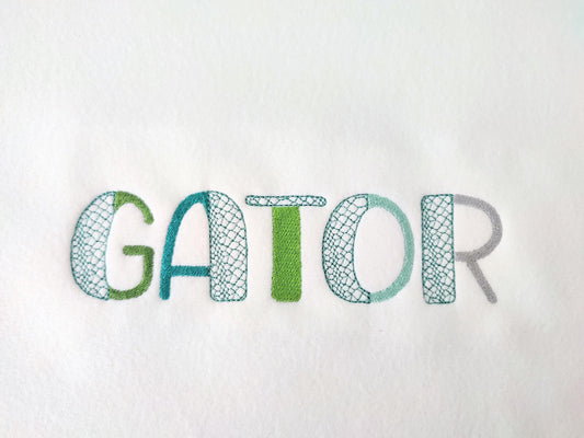 Split Font Crocodile Alligator print and fill stitch Duo font 2 colors
