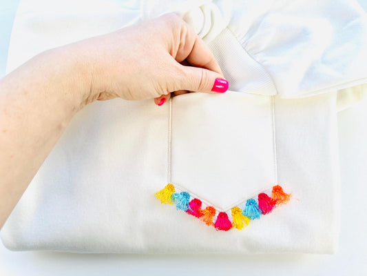 Genuine Pocket Applique with Fringed Tassels