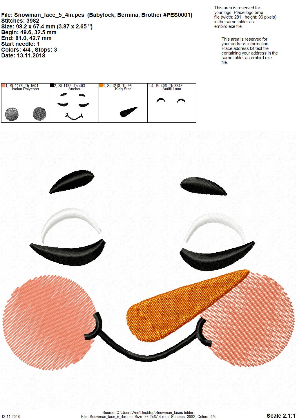 Snowman Doll Face Set