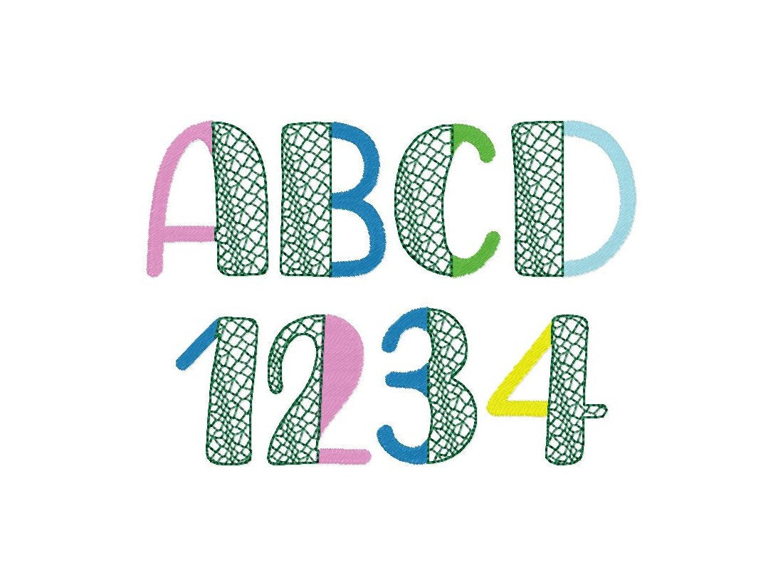 Split Font Crocodile Alligator print and fill stitch Duo font 2 colors