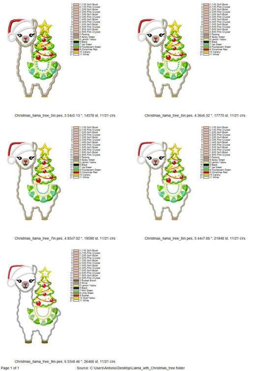 Llama with Christmas Tree Applique