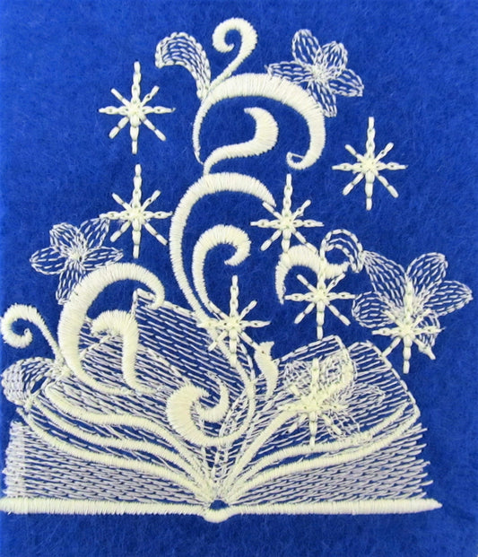 Magic Sparkle Book Glow in the dark special thread machine embroidery designs reading kids