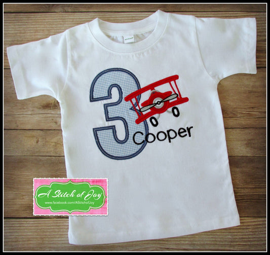 Airplane Birthday Number Set kids boys outfit machine embroidery designs