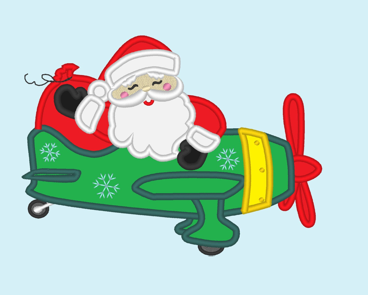 Santa On Christmas Airplane Applique - image 1