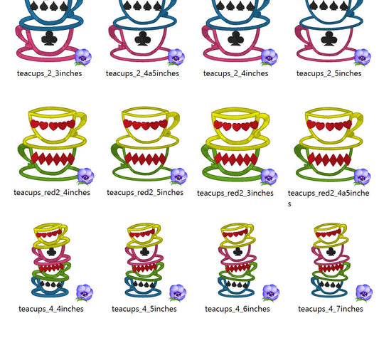 Mad Hatter Tea Party stack of teacups – Instant Download | Artapli
