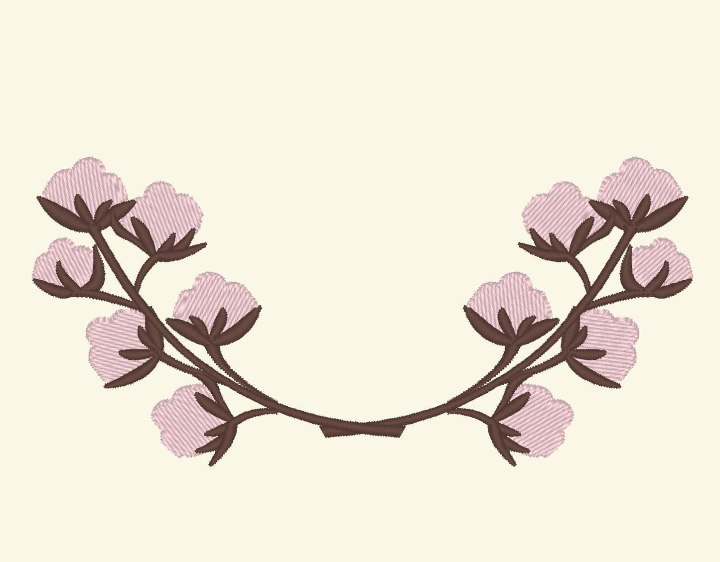 Cotton Branches wreath Machine Embroidery 4" 5" 6" 7" | PES DST JEF | Artapli
