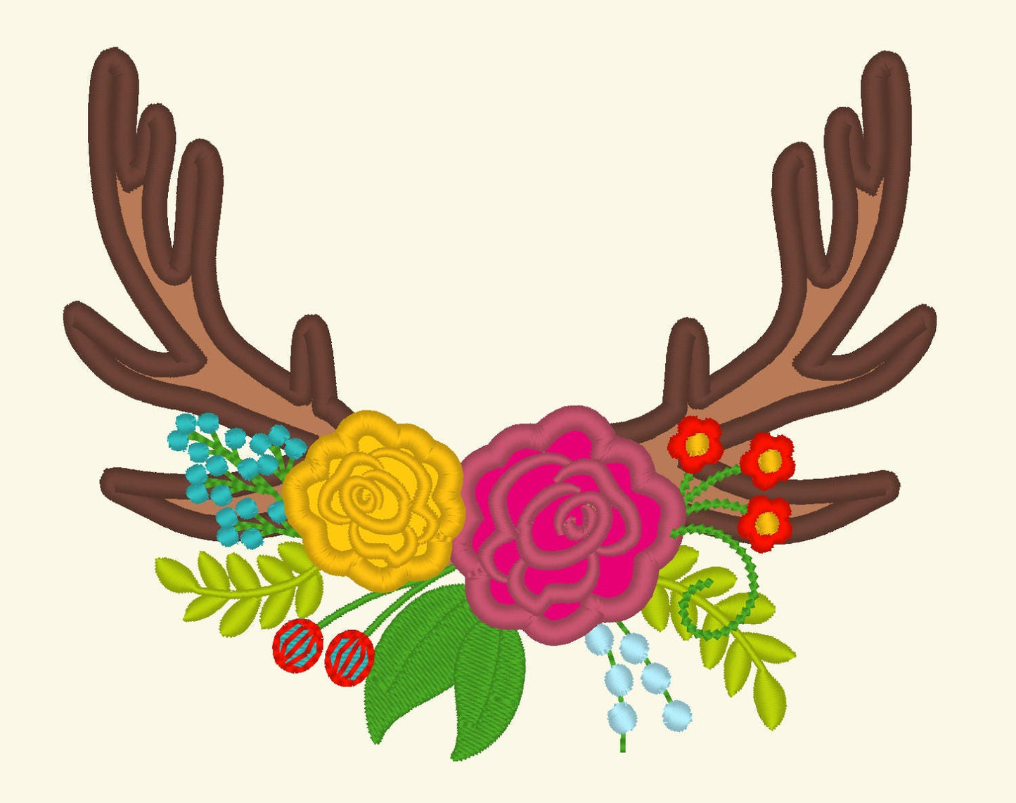 Deer Antlers with Shabby Chic Flowers - image 1