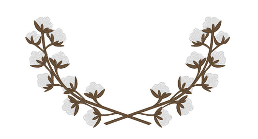 Cotton Branch floral wreath Monogram floral frame fill stitch machine embroidery designs