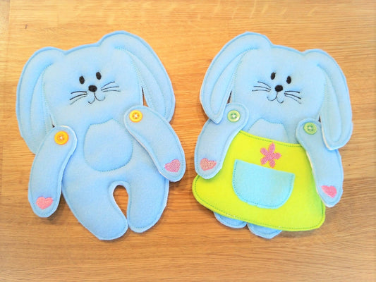 Paper-doll Bunny and Clothing ITH Embroidery 5" 7" | PES DST JEF | Artapli