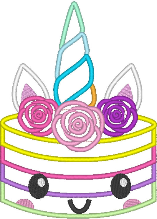 Rainbow cute little unicorn birthday chocolate cake muffin cupcake, machine embroidery designs INSTANT DOWNLOAD