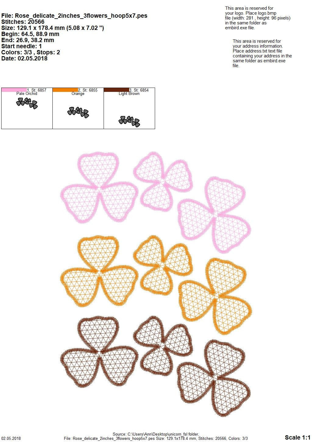 Light delicate 3 dimensional lace – Flower embroidery pattern by Artapli
