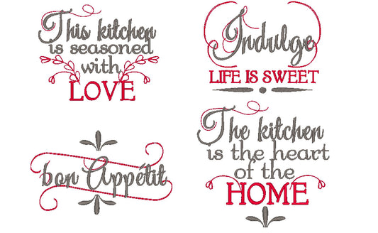 French Vintage Kitchen Towel Quote SET of 4