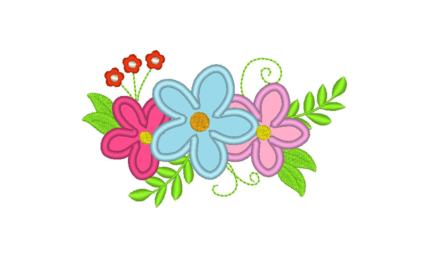 Cowgirl Shabby Chic Flowers Applique - image 1