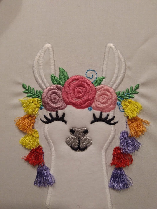 Pretty Llama fringed Tassel alpaca face Applique machine embroidery designs