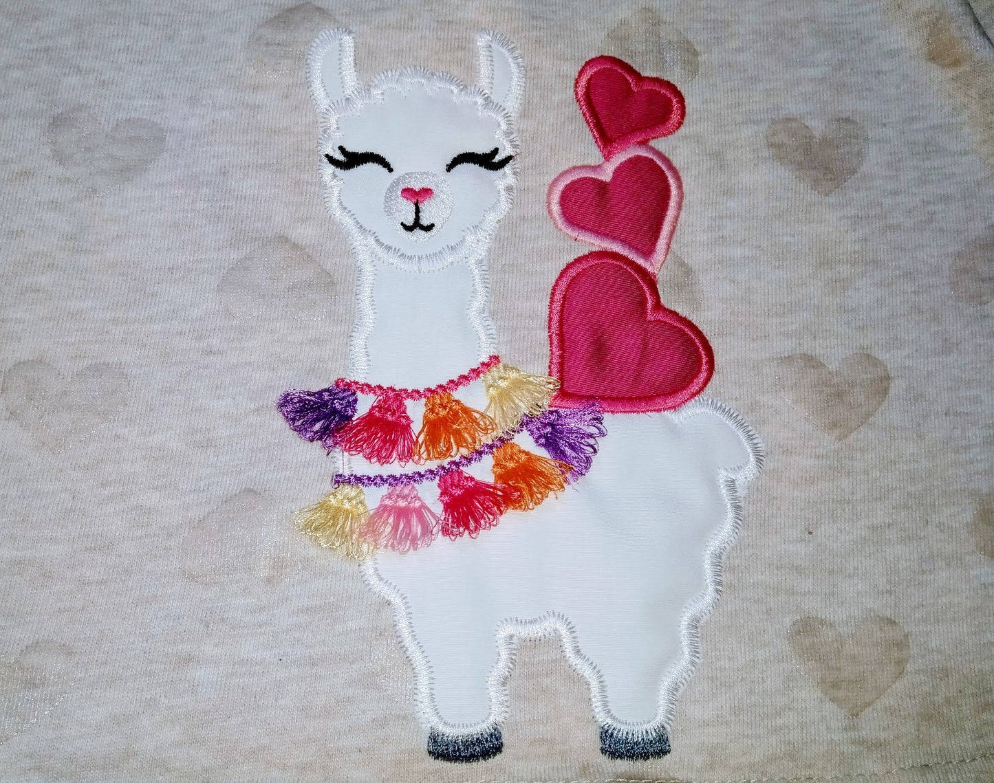 Valentine Llama Zigzag Applique