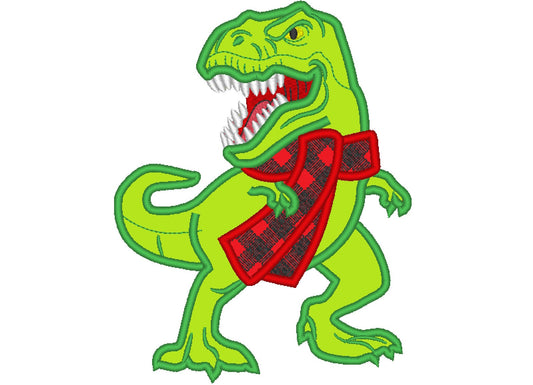 Plaid Checked Christmas scarf T-rex dinosaur machine applique designs assorted sizes