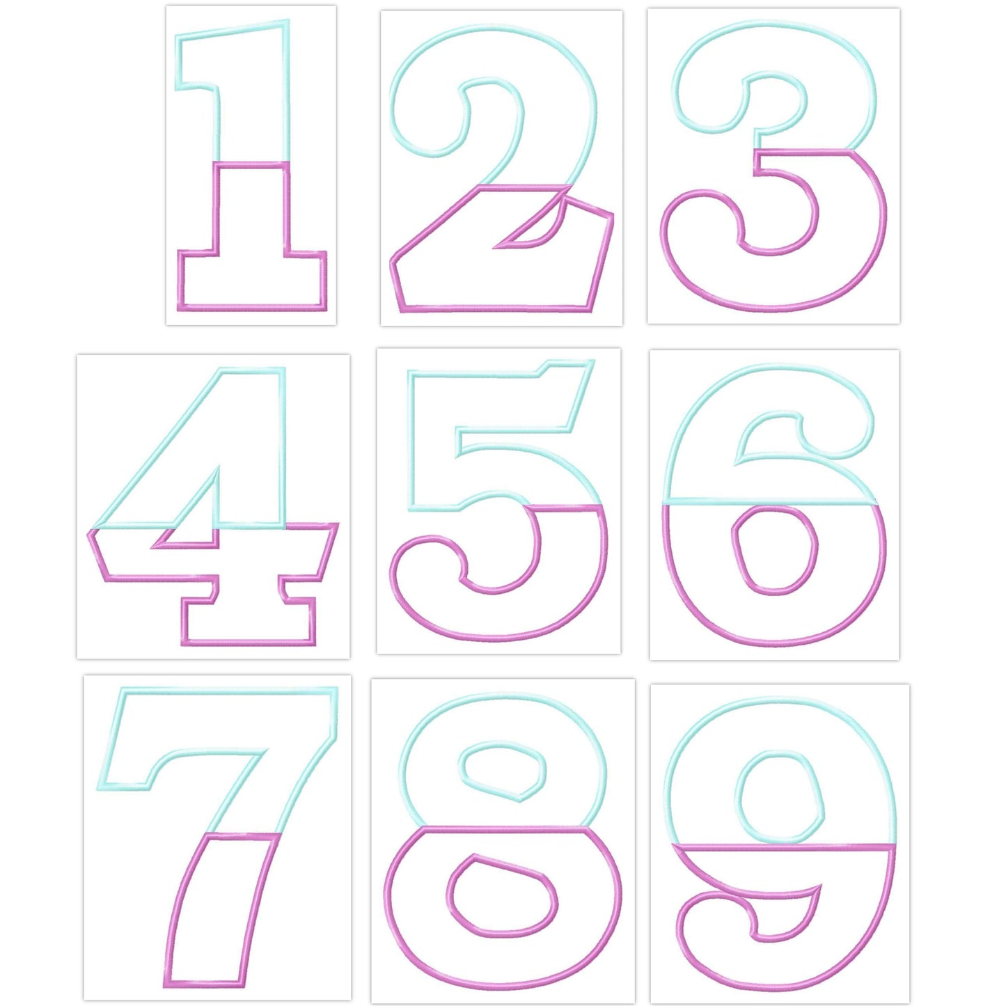 Wide Satin Stitch Split Birthday Numbers Applique - image 1