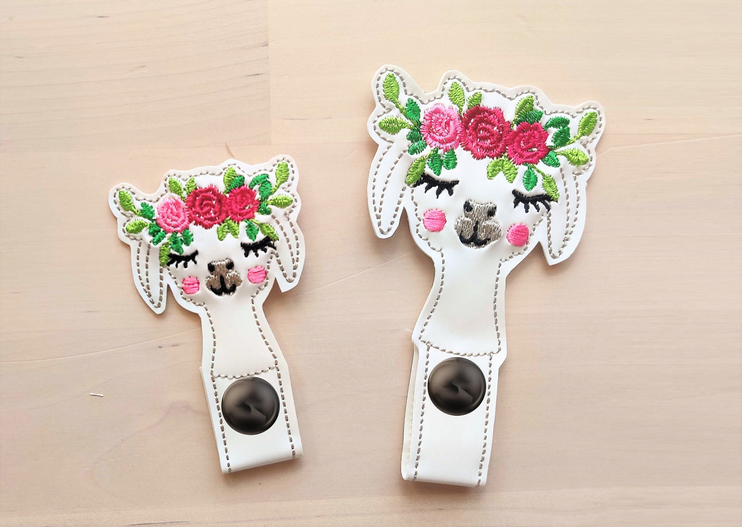 Rose Floral Llama Keychain ITH