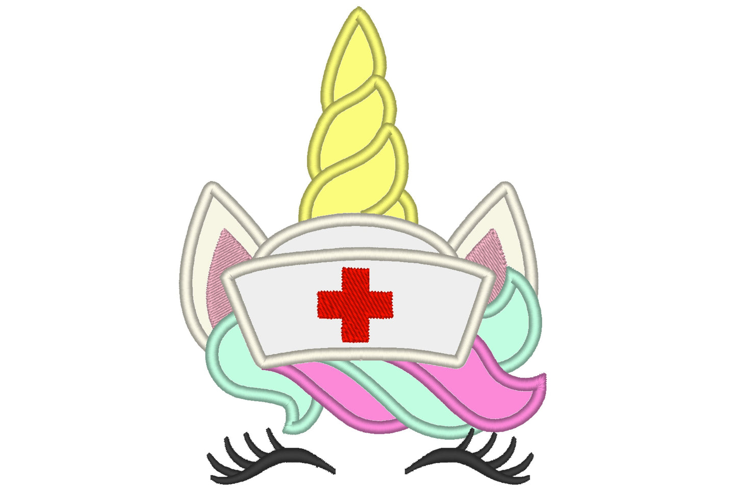 Doctor Nurse Unicorn Head Machine Embroidery 4" 5" 6" 7" 8" 10" | PES DST JEF | Artapli