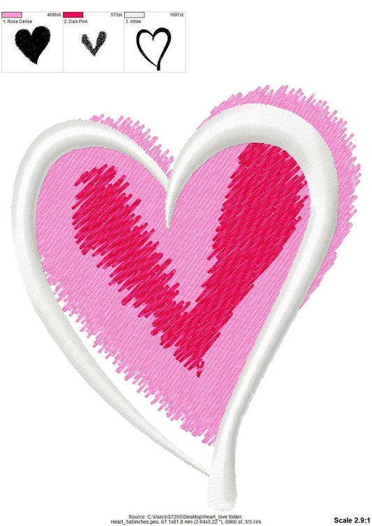 Heart Embellishment Embroidery Cozy Imitating Hand Drawing Heart, Machine Embroidery Designs