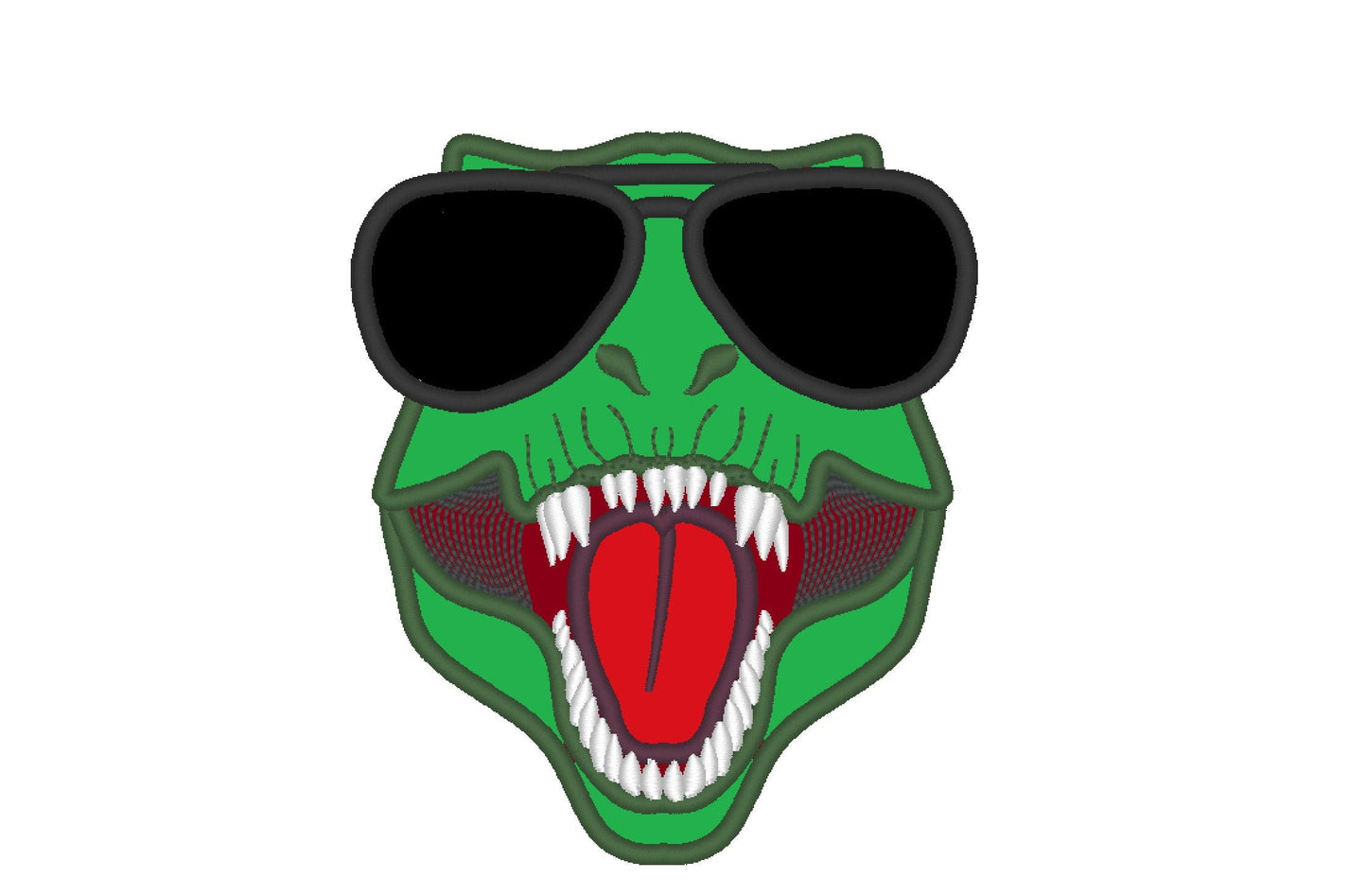 T-rex Dinosaur Face aviator glasses machine embroidery design applique | Artapli - image 1