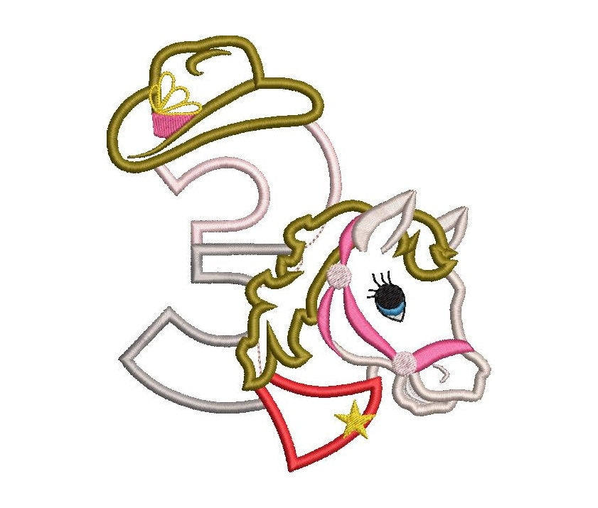 Cowgirl birthday number Three – Instant Download | Artapli