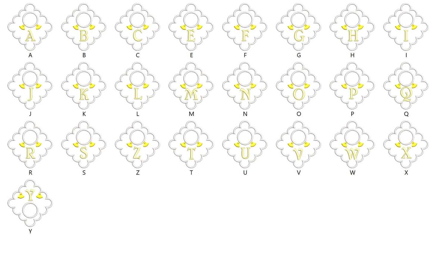 Monogram fringe towel topper bath towel hanging hole In The Hoop machine embroidery designs ITH project towel hanger whole alphabet A-Z incl