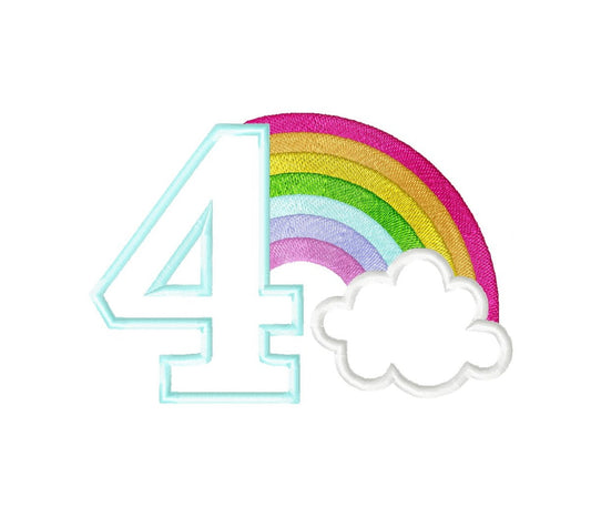 Rainbow in Cloud Birthday Number Four – Instant Download | Artapli
