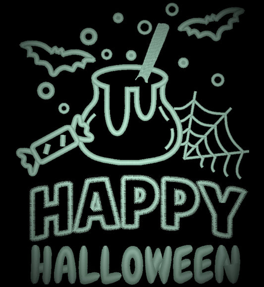 Trick or treat Happy Halloween party SET of 6 Glow in the dark special thread machine embroidery designs spooky scare pumpkin Jack O Lantern
