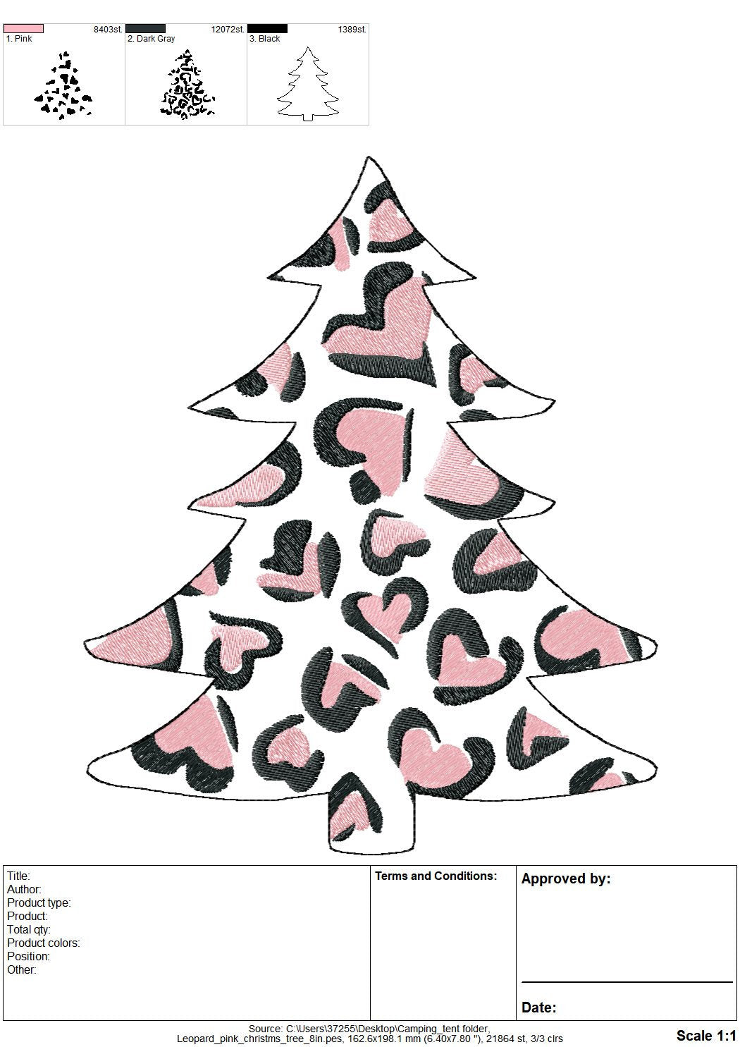 Leopard print Christmas tree Woodland Tree light stitch outline machine embroidery designs