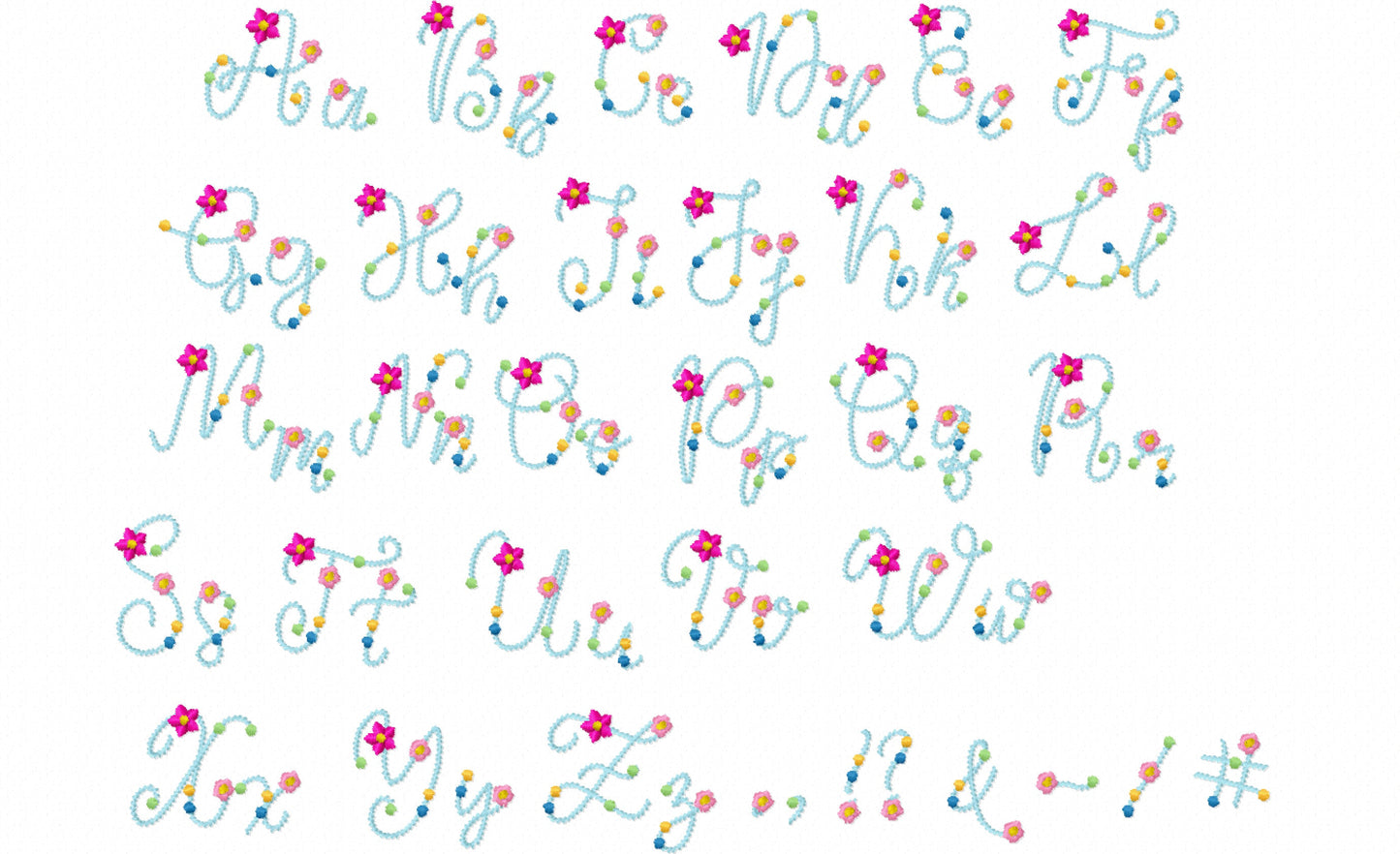 Pearl Floral handwriting Font – Sizes 1" 1.3" 1.5" 1.7" 2" 4" BX Digital Font File | Artapli