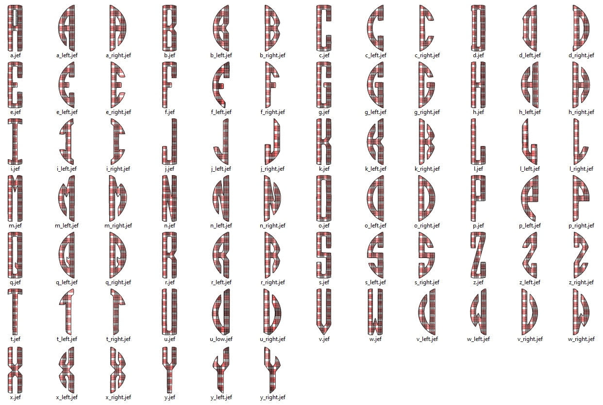 Plaid gingham checked Christmas bow and three-letters Tartan Buffalo Circle Monogram machine embroidery designs