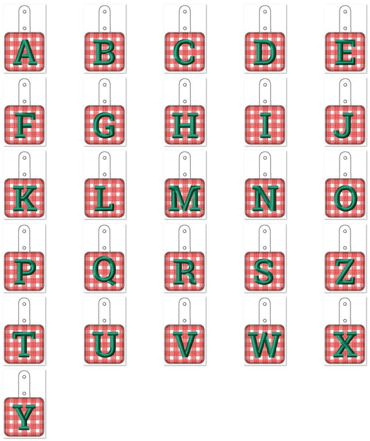 Key fob snap tab buffalo plaid A-Z – Instant Download | Artapli