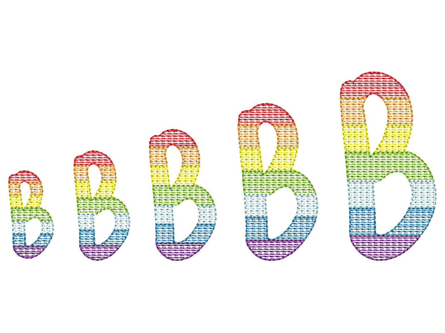 Rainbow Light Fill Bean Stitch Font – Bx embroidery design by Artapli