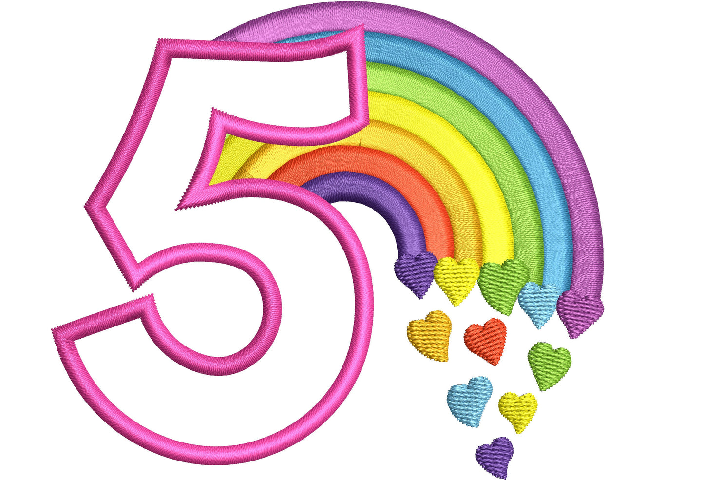 Heart Rainbow Birthday Number 5 - image 1