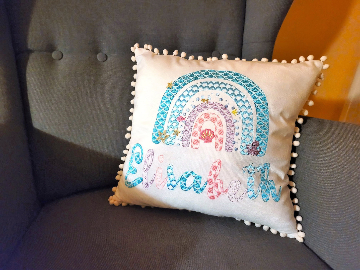 SET of 4 Fonts Mermaid, Hearts, Scallop and Polka Dot Alphabet Letters Kids Font Machine Embroidery Designs