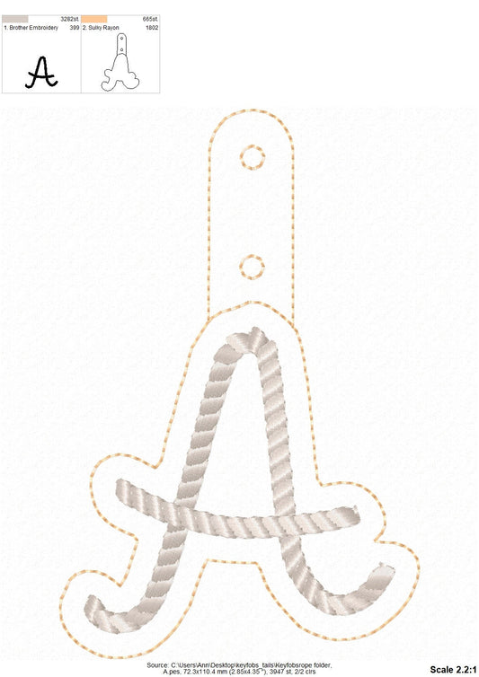 Rope Stitch Monogram Keychain ITH – Instant Download | Artapli