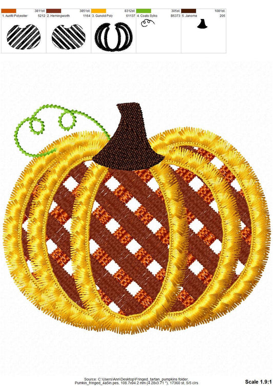 Light Stitch Tartan Gingham Fringed Pumpkin ITH Project Fringe in the Hoop Machine Embroidery Designs Fluffy Chenille Fall Pumpkin - Etsy