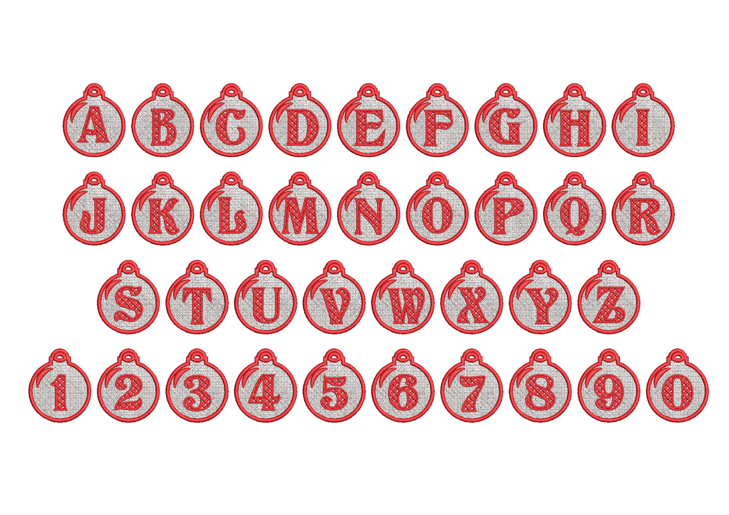 Christmas Alphabet monogram Ornaments and unique hanger bow ribbon FSL free standing lace SET Snowflake machine embroidery designs classic