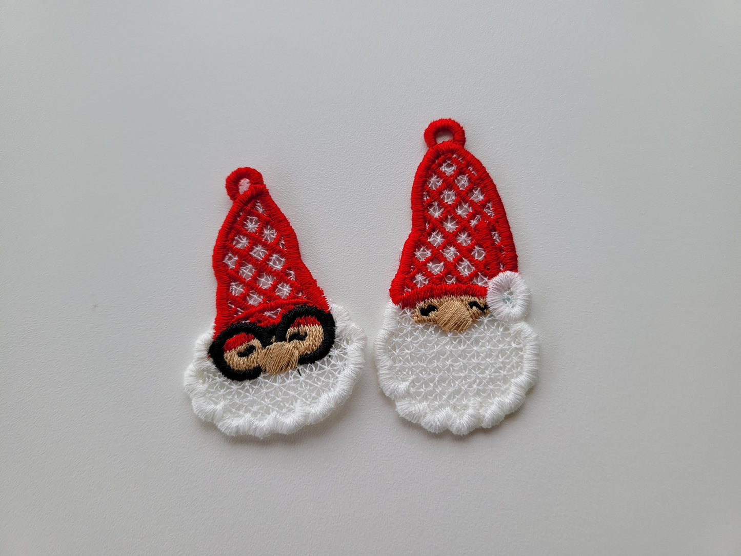 Mini wee Christmas gnome FSL freestanding lace machine embroidery designs ITH