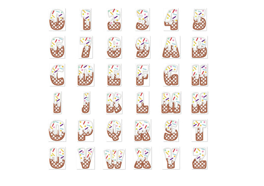 Ice cream and waffle Font Applique machine embroidery designs kids Birthday shirt sweet monogram name alphabet