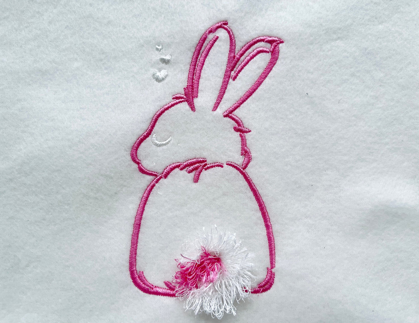 Fluffy Tail Easter Bunny Silhouette Machine Embroidery Designs Chenille Fluffy Fringed Bunny Tail Fringe in the Hoop ITH Project Kids Baby
