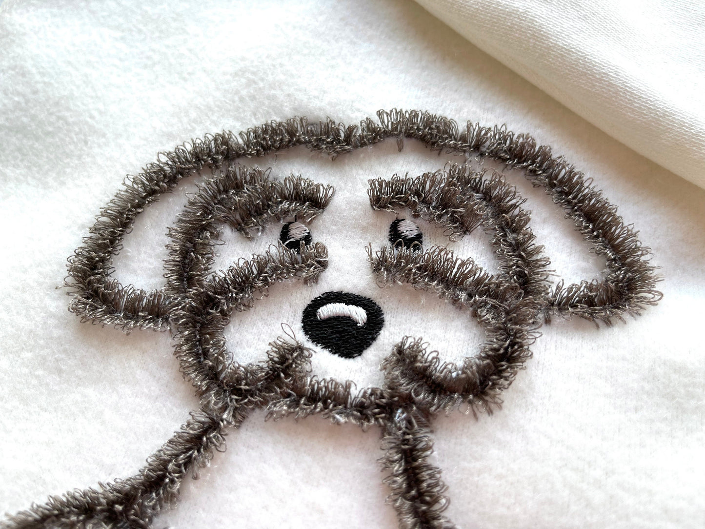 Fringed Dog Fringe Fluffy Puppy Maltese Dog Applique Fur Chenille Embroidery Machine Embroidery Designs Cute Pet Dog Outline