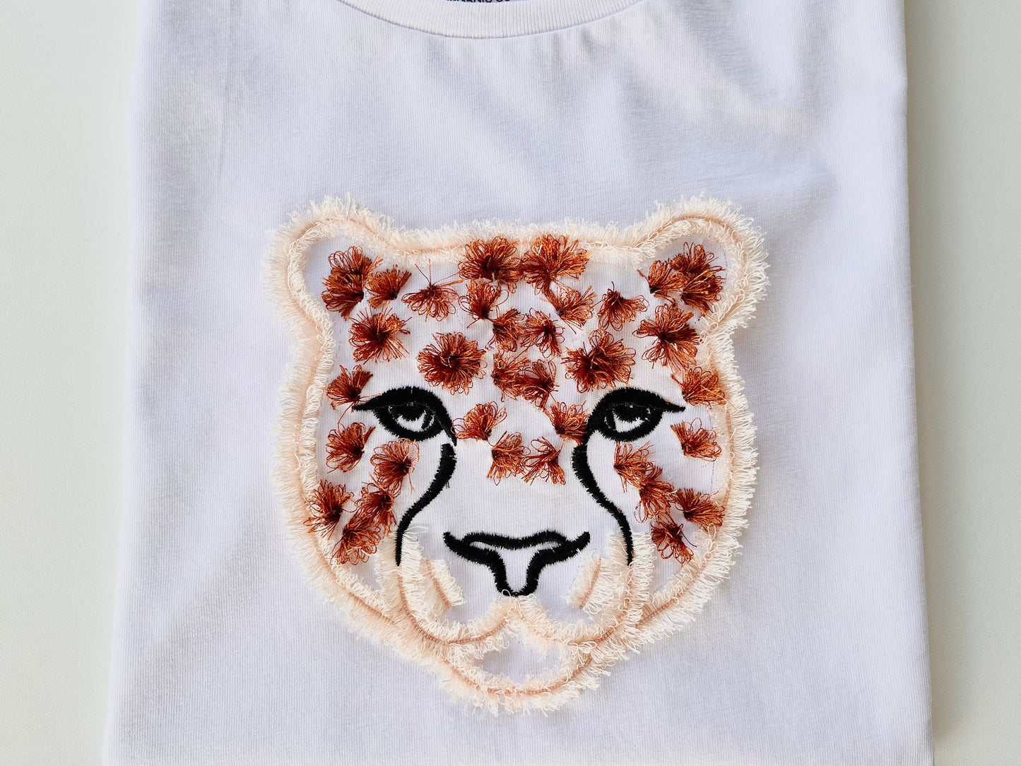 Fringed Fluffy Leopard Face Chenille Fringe Embroidery in the Hoop ITH Machine Embroidery Designs Cheetah Wild Cat Head