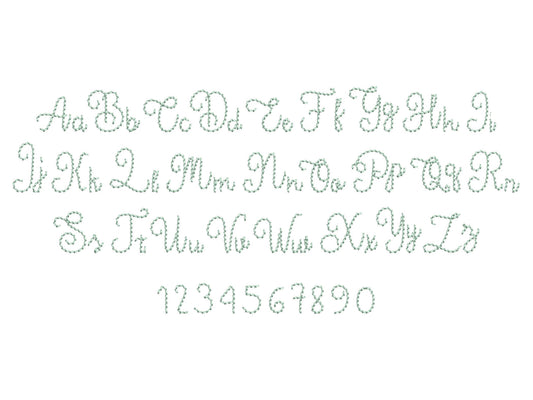 Hand stitch effect FONT back stitch alphabet letters and numbers machine embroidery designs in multiple mini sizes script font kids name