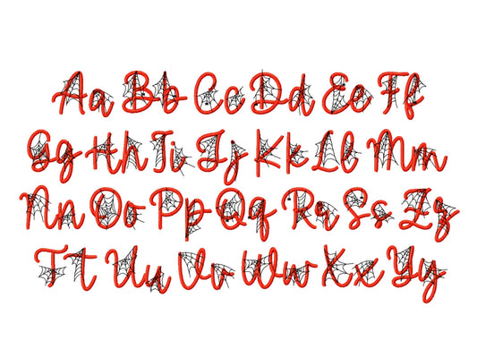 Spiderweb Font embroidery spider's web alphabet – Instant Download | Artapli