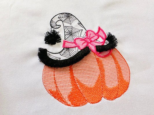 Witch Hat And Fluffy Fringed Spider Pumpkin - image 2